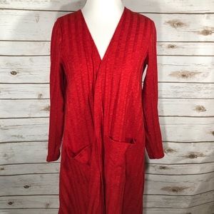 LuLaRoe S Red Sarah Duster Cardigan